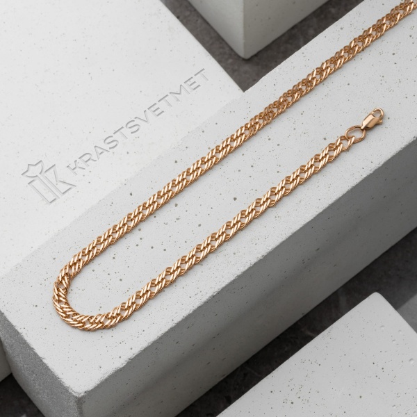 Цепь из красного золота 585, плетение «Ромб тройной»